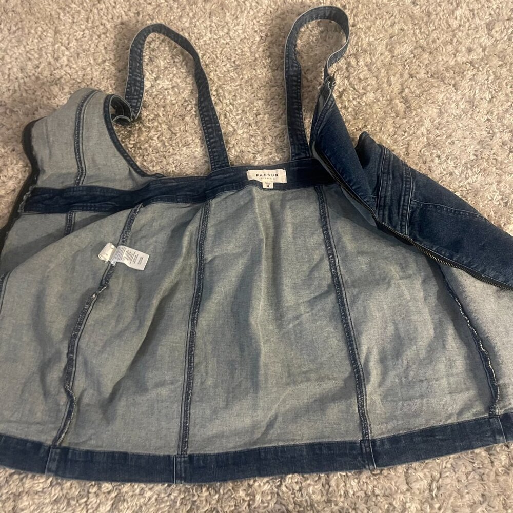 PacSun Zip-Front Denim Pinafore Dress Size M - Picture 8 of 9